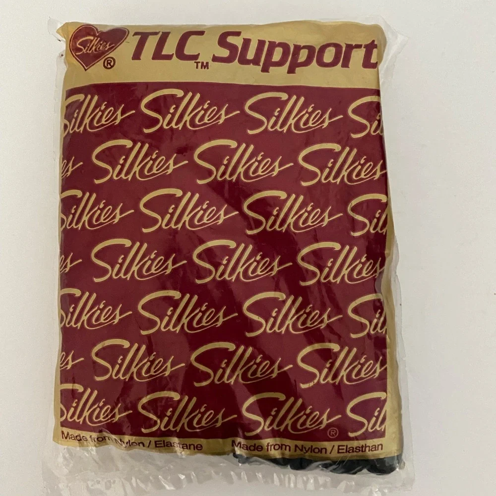 NWT VTG 1990s Y2K Silkies Control Top TLC Support Pantyhose Queen XL Black